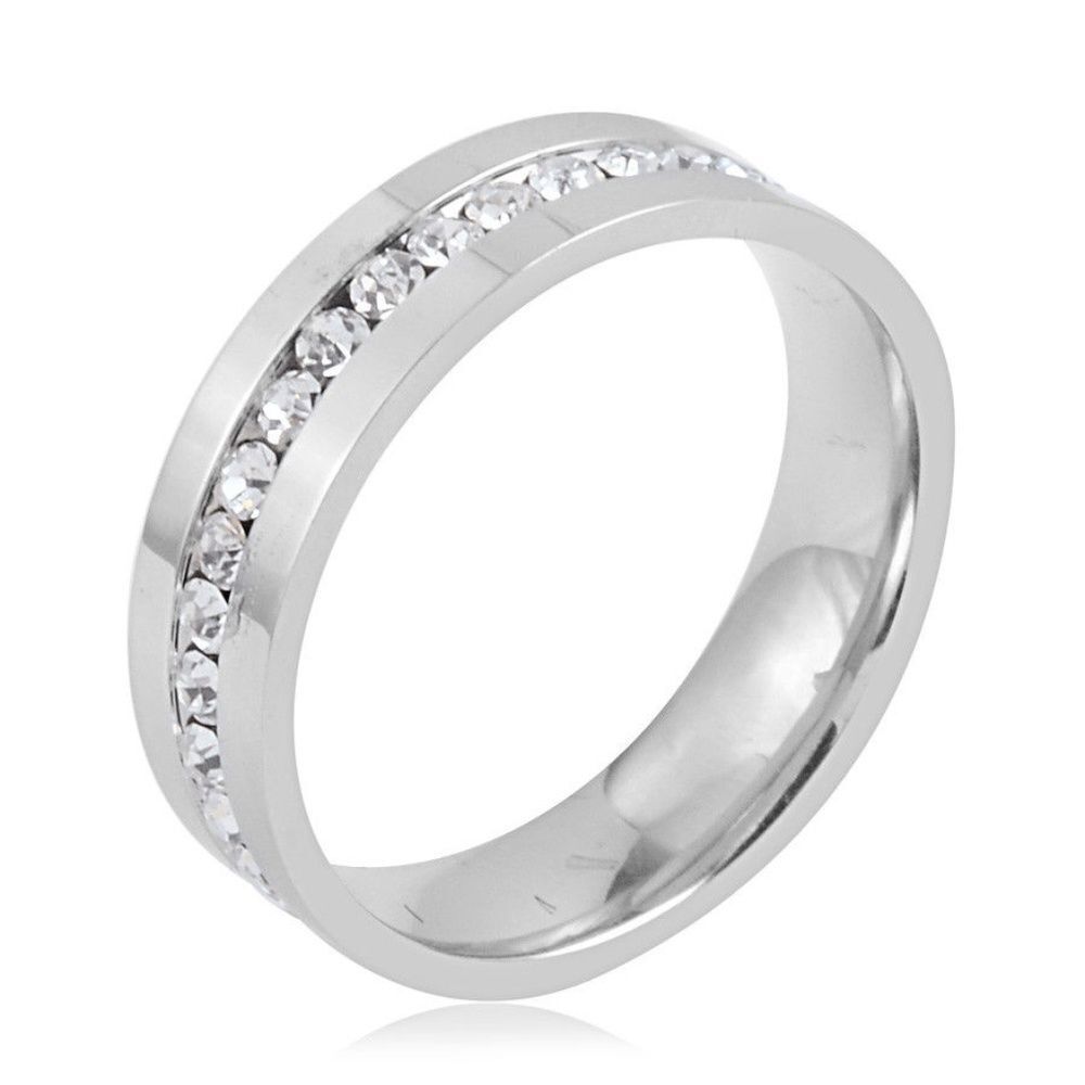 Austrian Crystal Ring Stainless Steel Size 6
